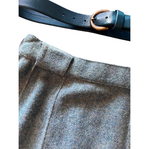 Vtg Koret Of California Wool Skirt Green Blue Teal Belt Size 9/10 Union Made - Picture 4 of 16